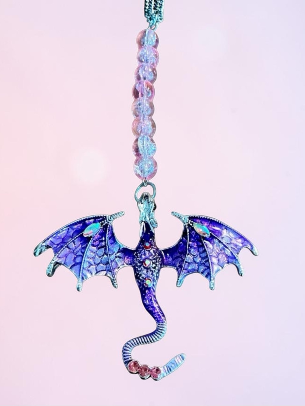 🆕 Fire Breathing Dragon Pendant Necklace-Purple in Color